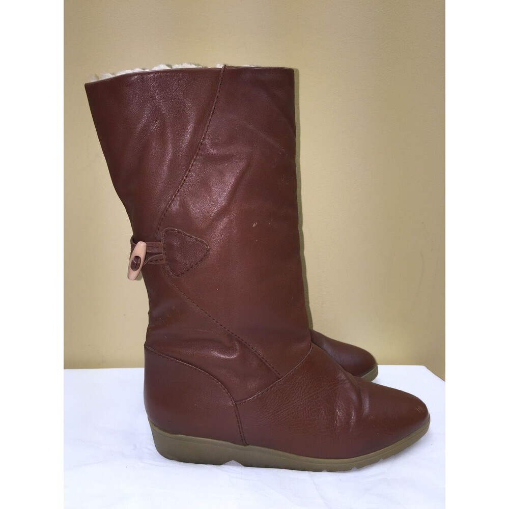 NEW  DIMENSIONS women's brown -over the calf boot- pull on Size 11M pre-owned.